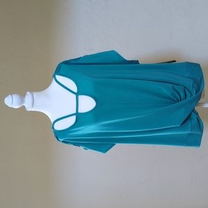 Absolutely Famous Twist Front Top with Shoulder Lace Size Seagreen 3X